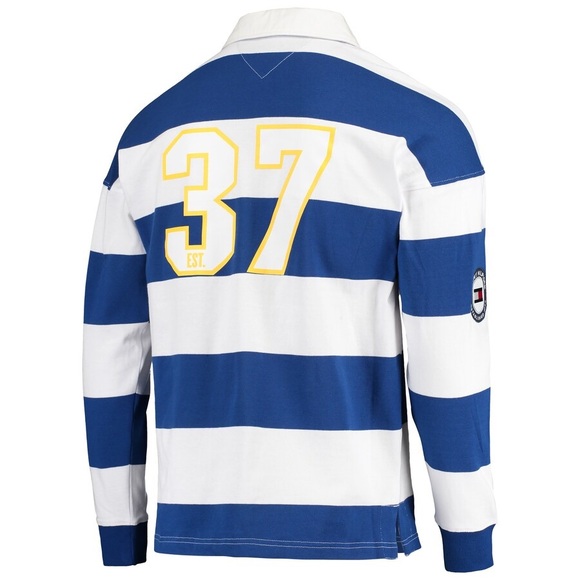 Men's Tommy Hilfiger Los Angeles Rams Varsity Stripe Rugby Long Sleeve Polo - Picture 4 of 7
